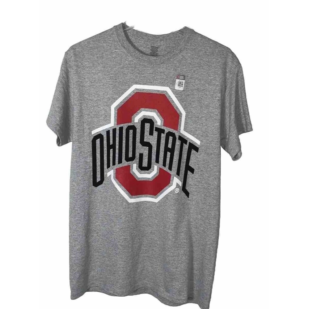 M Ohio State Gray Graphic T-shirt Crew Neck Short Cap Sleeve Cotton/polyester